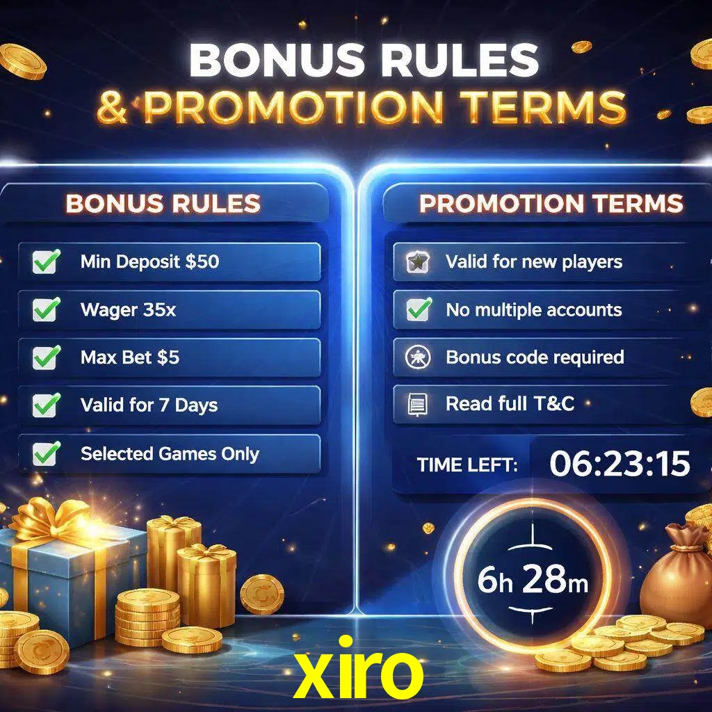 Reglas de promoción xiro y condiciones de bonos explicadas visualmente