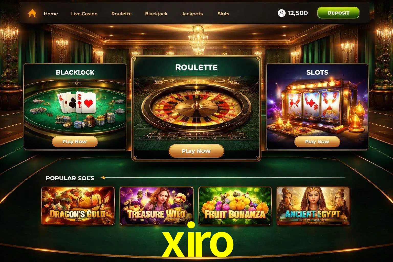 Vista de la plataforma xiro Casino mostrando categorías organizadas de juegos en línea